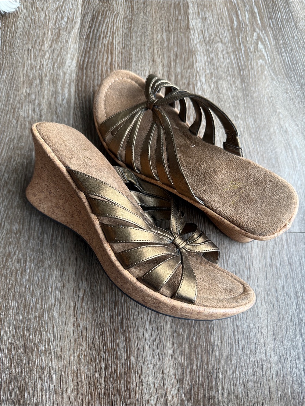 White Mt Bronze Y2K Wedge Sandals